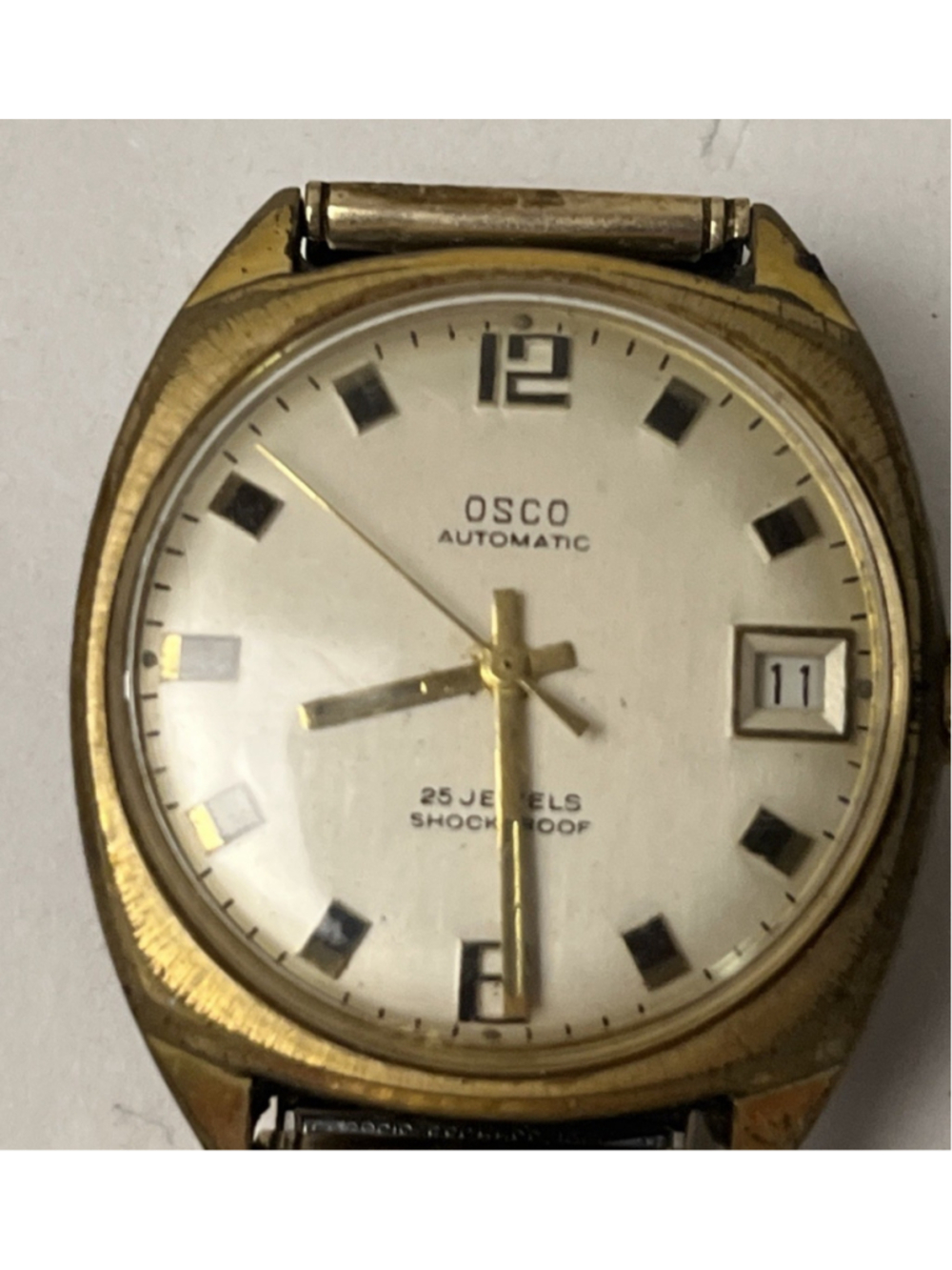 Vintage Osco Automatic Watch 25 Jewels Shockproof Gold Tone Day Date Germany